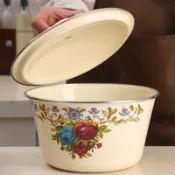 🐴臺灣出貨📞加厚特價搪瓷盆帶蓋老式復古琺琅搪瓷碗食品級家用廚房豬油罐帶蓋