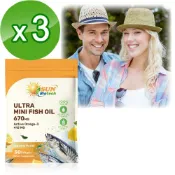 【康是美官方網購】Sun日落恩賜 超純淨迷你魚油軟膠囊x3袋組（30錠/袋）_廠商直送