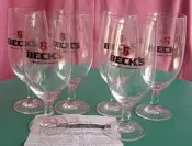 NO:1881#BECK'S 0.3L德國徽章艾爾玻璃啤酒杯/紅酒杯（6入）