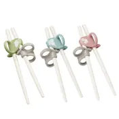 (店+)【Combi】三階段彈力學習筷｜右手/大象藍/松鼠粉｜左手/刺蝟綠(贈學習筷環保收納袋)
