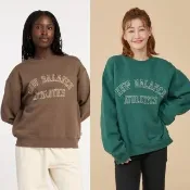 【NEW BALANCE】NB 刷毛大學T/長袖上衣_女性_咖啡/綠色_WT43516DUO_WT43516NWG(美版 版型偏大)