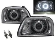 卡嗶車燈 Mitsubishi 三菱 Magnum 96-01 光導LED天使眼光圈魚眼 大燈 電鍍 