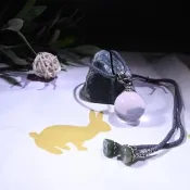 【SmileRocks 石麥】天然粉晶球繩結項鍊 2.6cm(帶星芒 招好人緣、桃花)