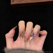🌲林楠🌲【焦糖瑪奇朵】琥珀暈染美拉德貓眼手工穿戴甲秋冬美甲假指甲片 DEPE