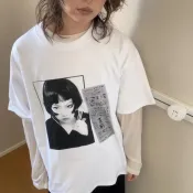   次文化椎名林檎蘋果女王周邊上衣日本另類搖滾歌姬印花短袖T卹