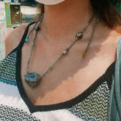 編織頸鏈 迷你紫水晶洞頸鏈 印第安 非洲貿易珠 Amethyst cave