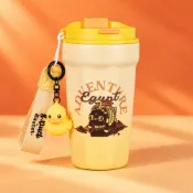 B.Duck X Baster 保溫杯 400ml｜316不鏽鋼內膽｜吸管直飲敞口三用隨行杯｜小黃鴨吊飾