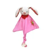 【荷蘭 dushi】嬰兒寶寶娃娃安撫玩具口水巾(花粉兔/藍格兔安撫巾)