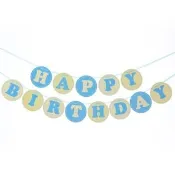 馬卡龍系生日快樂圓形掛旗1組(派對 生日派對 慶生生日 掛旗)