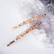 帝王拓帕石製成的琥珀色髮夾 琥珀色