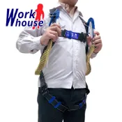 【Work house】台灣製 巨力 反光黑 背負式安全帶 (專利快扣系列) 高空作業 雙大掛鉤 緩衝包 AOU002