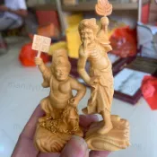 崖柏木雕七爺八爺黑白無常佛像神像陰司擺件工藝品裝飾品10.3