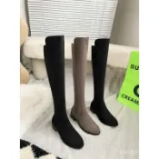 【CHII】臺灣出貨 免運 長筒靴 長筒靴女小個子高筒 瘦瘦騎士真皮百搭加寬筒圍過膝絨麵靴子 寬筒靴 顯瘦靴 小個子靴
