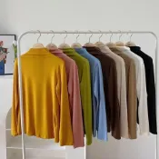 (店+)千藝✨內搭衣 打底衫保暖高領內搭長袖 發熱衣女裝衣服 顯瘦上衣 冬裝素T針織上衣 百搭立領半高領黑色白色t恤女生