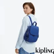 『猴子包』Kipling (網路獨家款)熾藍色拉鍊掀蓋後背包-CITY PACK MINI