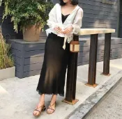 FINDSENSE服飾 FINDSENSE H1 2018 夏季 新款 氣質 雙層 吊帶 雪紡 魚尾裙 連衣裙 休閒潮流 女裙子