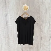 *♡*丹麥品牌VERO MODA/黑色/蕾絲V領.舒服棉感上衣/適L/近新/二手衣《Anna的百寶箱》
