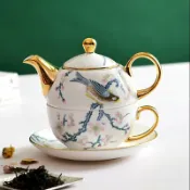 全球選品1館 生活百貨 唐山骨瓷茶壺咖啡杯壺一人一杯一壺子母壺單人水杯壺花茶具