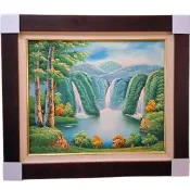 開運化煞【福祿壽*山水畫*山水圖】手繪原作油畫 單一件 81x71cm *風水有關係電視節目老師推薦*手繪原作 僅此一件