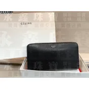 二手 Celine 經典品牌字牛皮拉鍊長夾-黑色 n1292-03