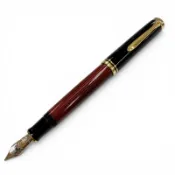 【DOKODEMO】全新 ▼PERIKAN Souverän M800 鋼筆，18K 金筆尖，中型筆尖，RED條紋，黑金配色，德國製造，男款