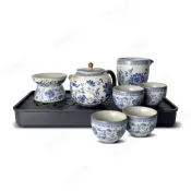 (店+)【SADOMAIN 仙德曼】仙德曼 青花茶具旅行9件組 附收納皮盒 CT140 露營茶具 泡茶組 茶具組 茶具旅組 茶海公杯 中國風茶具