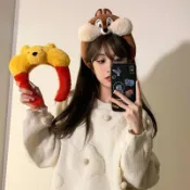 【臺灣出貨】 小熊維尼 小熊維尼髮箍 維尼熊周邊 松鼠蒂奇髮箍 可愛維尼熊頭箍毛絨絨髮箍 洗臉拍照新款潮