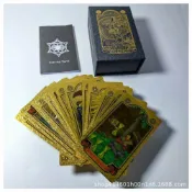 全球選品1館 生活百貨 新款金箔塔羅牌tarot燙金彩印塔羅牌塑膠PVC防水桌遊撲克牌