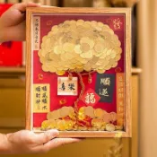👍🏻限時下殺👍🏻5毛錢發財樹diy相框網紅金錢樹手工材料包招財擺件生日結婚禮物