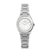 【TIMEX】天美時 Q Timex Continental 34毫米 小巧精緻 不鏽鋼錶帶腕錶 銀 TXTW2Y68500