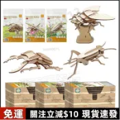蝦皮熱賣🔥木製3D立體拼圖 DIY昆蟲模型帶展臺 獨角仙鍬形蟲 美術課教材 幼兒科普禮物 拼裝材料包勞作手做 益智玩具