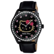 Hello Kitty 璀璨晶鑽時尚腕錶-全黑