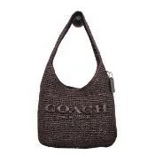 【COACH】Brooklyn 28 草編單肩流浪包 (楓木棕色)送禮原廠紙袋