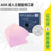 美康健保藥局 【AOK】醫用3D口罩(櫻花粉) 一盒50入 / 一包5入 / M、L / 可調節耳帶 / 成人 / 立體口罩 ✦美康藥局✦