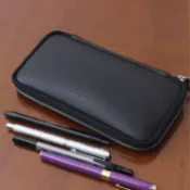 筆包包日本筆袋皮質ins日系大容量文具盒燒餅包簡約牛皮鋼筆收納包筆套