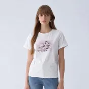 【ILEY 伊蕾】氣質芭蕾舞鞋印花棉質上衣(白色；M-XL；1242511207)