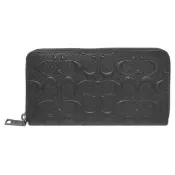 【COACH】浮雕滿版LOGO皮革長夾