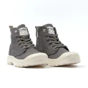 (店+)【Palladium】PALLADIUM 休閒鞋 PAMPA HI ZIP ORGANIC 深灰 拉鍊 帆布軍靴 女 79101-056
