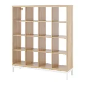 【IKEA 宜家家居】KALLAX 層架組合附底架, 染白橡木紋/白色, 147x164 公分