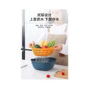(店+)憶香許快樂購 加厚 雙層 瀝水籃 六件套 洗菜盆 家用 廚房 洗菜框 洗水果藍 塑膠洗菜籃
