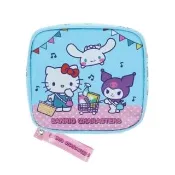 【HELLO KITTY】Hello Kitty 藍色方形收納包 | 三麗鷗大開口化妝包 耳機小物包 日本境內