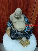 石灣陶瓷 石灣公仔，七八十年代布袋佛，高21厘米，寬24厘