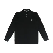 Paul Smith迷你斑馬LOGO刺繡設計有機棉長袖POLO衫(男款/黑)