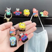 汽車掛鉤 前排小掛鉤 卡通海綿寶寶掛鉤 可愛派大星 花枝哥 多功能座椅掛鉤 車用掛鉤 車內椅背粘貼掛鉤 汽車收納用品