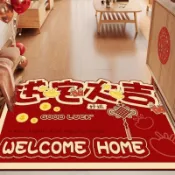 ✨✨免運/臺灣熱賣✨✨硅藻泥入戶門地墊紅色喜慶玄關門墊大門吸水耐髒腳墊新款家用地毯
