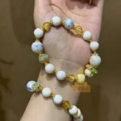 免運🔥香灰粉瓷新款手串 琉璃日月星辰金箔琉璃手鍊 轉運多巴胺飾品 送禮送人 祈福過香爐 招財招財平安 辟邪擋災