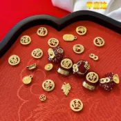 【甲魔法】十顆裝新年元寶發財暴富合金美甲飾品 幸運金錢樹葉金色穿戴甲裝飾品