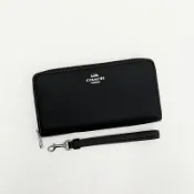 美國百分百【全新真品】COACH 皮夾 CR623 長夾 皮革 專櫃精品 錢包 logo 素面 黑色 DA36