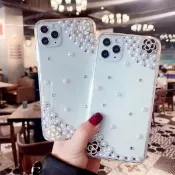 Vivo V50 V70 V30 Y39 Y38 Y05 Y78 Y21 Y20 Y21時尚簡約花朵水鑽鑲鑽透明手機殼