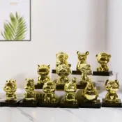 全球選品1館 生活百貨 茶寵擺件陶瓷牛轉乾坤十二生肖創意紫砂可養茶具茶道茶臺可愛萌牛